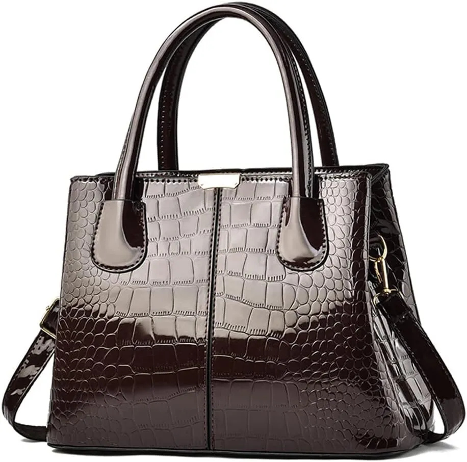 Handbags for Women Top Handle Bags Patent Leather Satchel Crocodile Pattern Tote Bags Ladies Shoulder Crossbody Bag