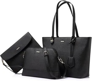 Handbags for women Women Fashion Synthetic Leather Handbags Tote Bag Shoulder Bag Top Handle Satchel Purse Set 3pcs