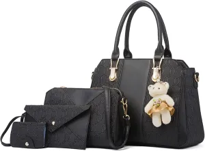 Handbags for women Women's Fashion Handbags Tote Bags Shoulder Bag Top Handle Satchel Purse Set 4pcs