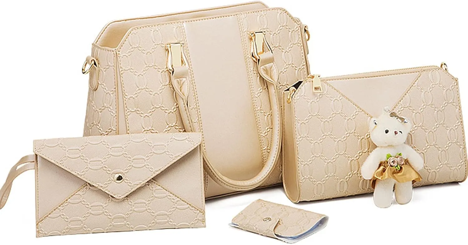 Handbags for women Women's Fashion Handbags Tote Bags Shoulder Bag Top Handle Satchel Purse Set 4pcs