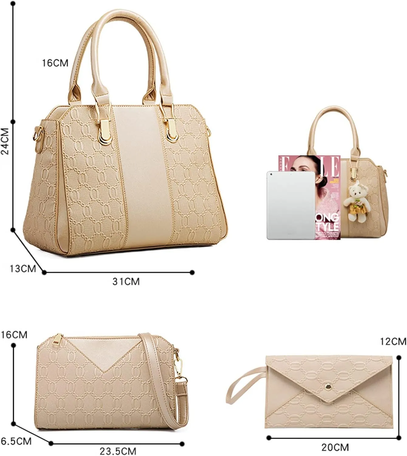 Handbags for women Women's Fashion Handbags Tote Bags Shoulder Bag Top Handle Satchel Purse Set 4pcs