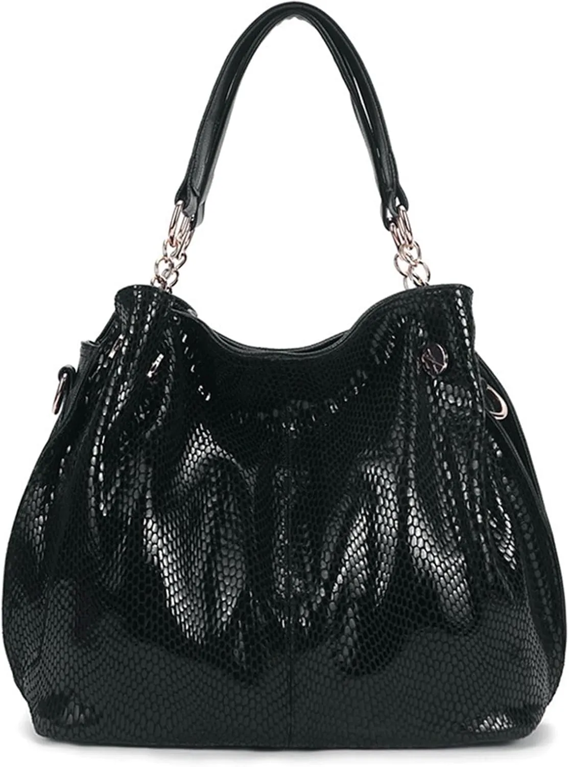 Handbags Ladies Large Serpentine Handbag - Stylish Casual Travel Bag for Women(Black)