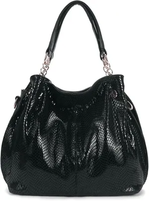 Handbags Ladies Large Serpentine Handbag - Stylish Casual Travel Bag for Women(Black)
