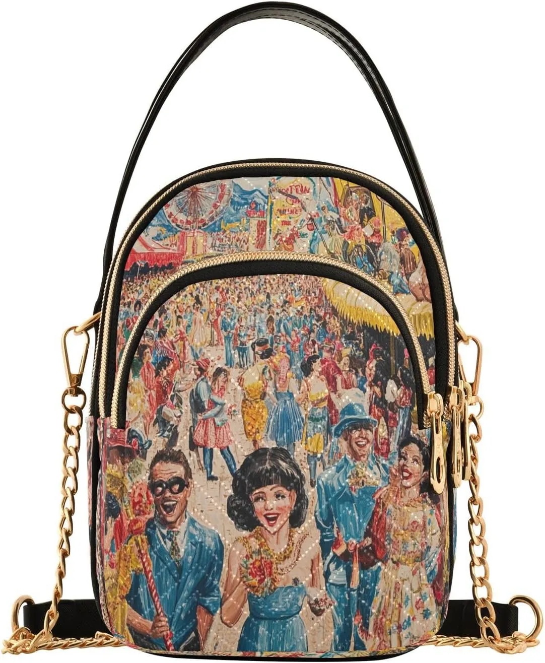 Handbags Stylish Crossbody Handbag with Zipper Shoulder Phone Purse Cell Phone Purse for Women Red Parade Mardi Gras 4
