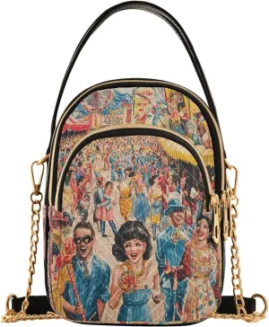 Handbags Stylish Crossbody Handbag with Zipper Shoulder Phone Purse Cell Phone Purse for Women Red Parade Mardi Gras 4
