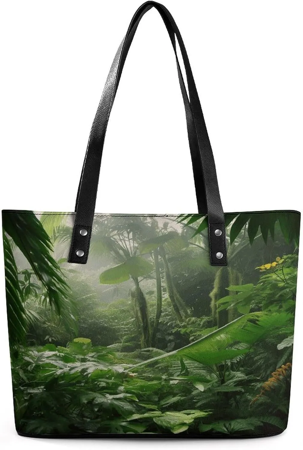 Handbag,Tropical Rainforest Print Leather Handbag,tote Bag,leather Lady's Handbag,ladies Commuter Bag