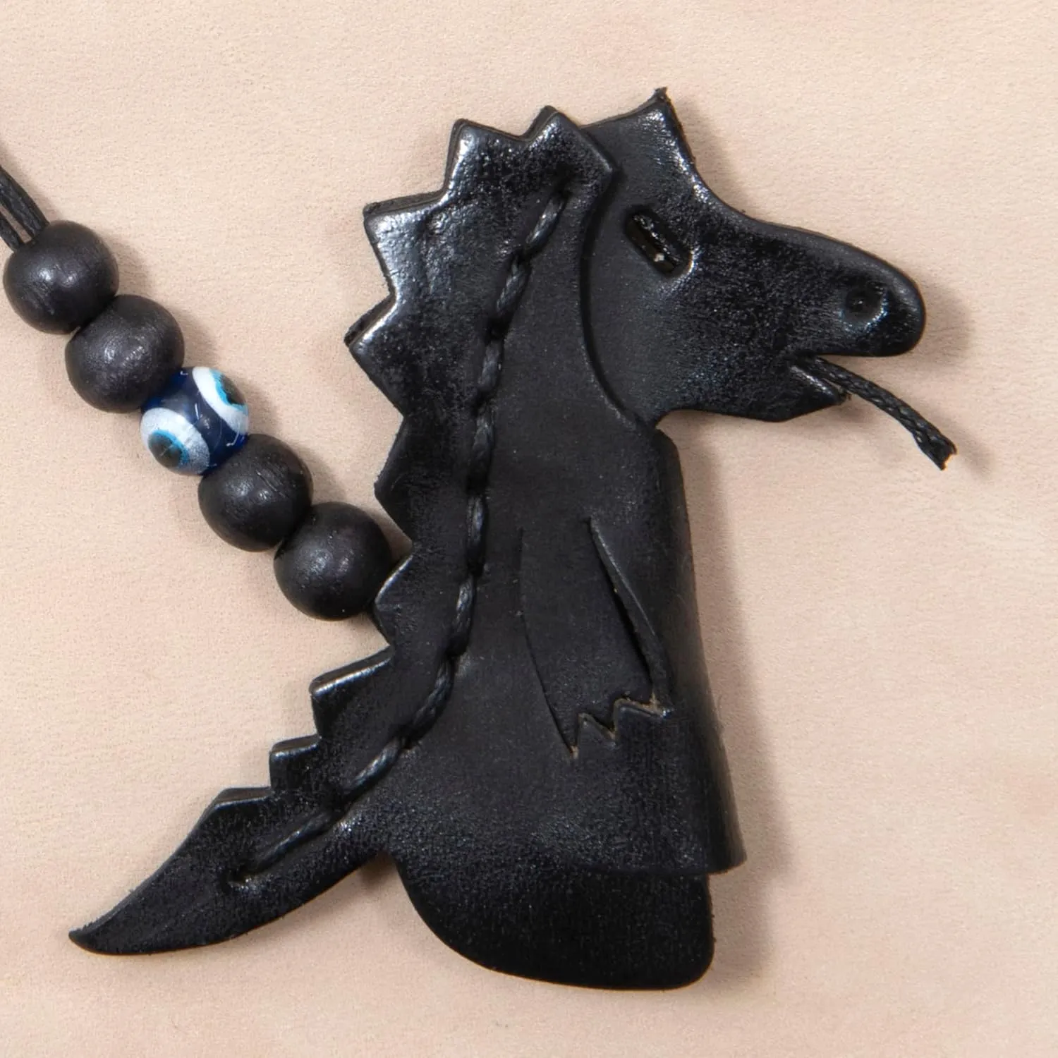 Handmade Leather Dragon Keychain, Hanging Bag Charm for Purse and Backpack | 100% Genuine Leather, Cute Dragon Gifts for Women (Black)