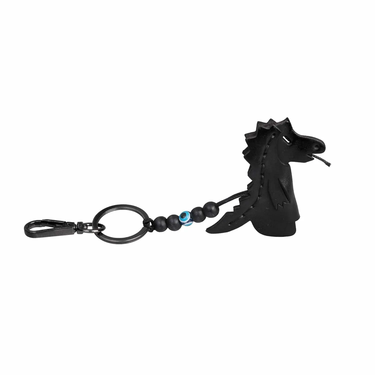 Handmade Leather Dragon Keychain, Hanging Bag Charm for Purse and Backpack | 100% Genuine Leather, Cute Dragon Gifts for Women (Black)