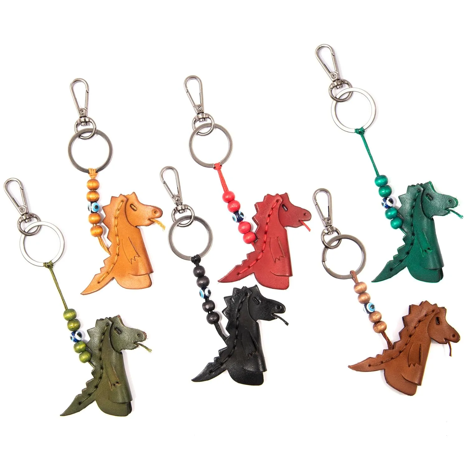 Handmade Leather Dragon Keychain, Hanging Bag Charm for Purse and Backpack | 100% Genuine Leather, Cute Dragon Gifts for Women (Black)