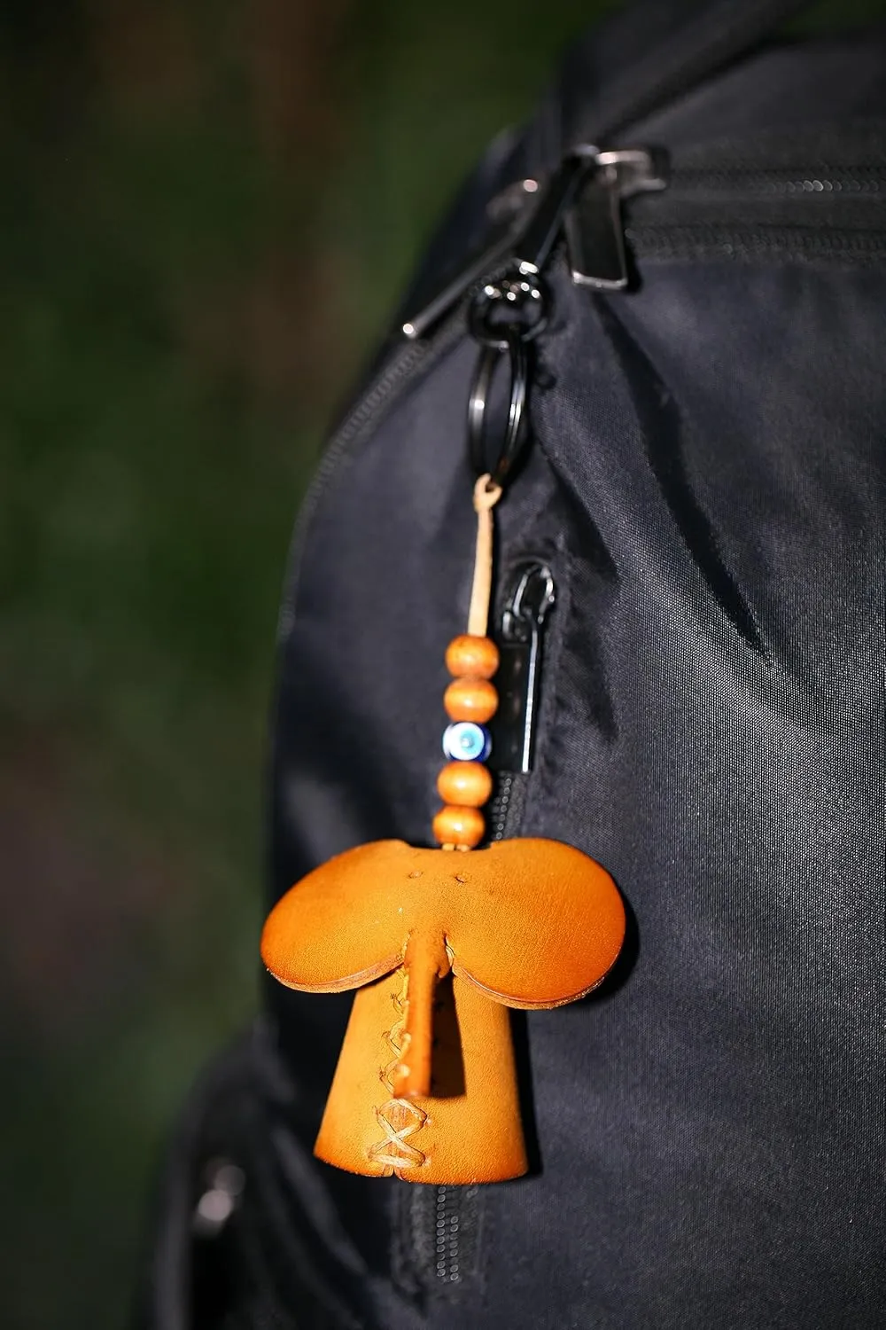 Handmade Leather Elephant Keychain, Hanging Bag Charm for Purse and Backpack | 100% Genuine Leather, Cute Elephant Gifts for Women (Mustard)