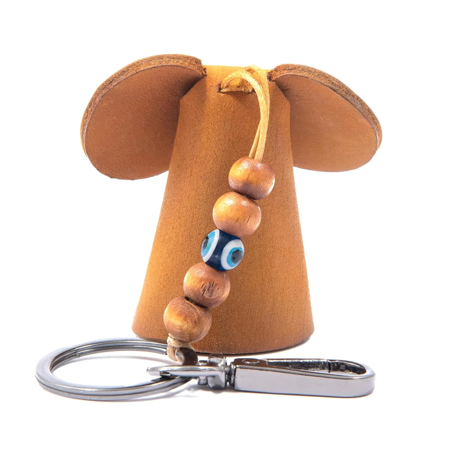 Handmade Leather Elephant Keychain, Hanging Bag Charm for Purse and Backpack | 100% Genuine Leather, Cute Elephant Gifts for Women (Mustard)