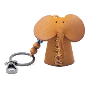 Handmade Leather Elephant Keychain, Hanging Bag Charm for Purse and Backpack | 100% Genuine Leather, Cute Elephant Gifts for Women (Mustard)