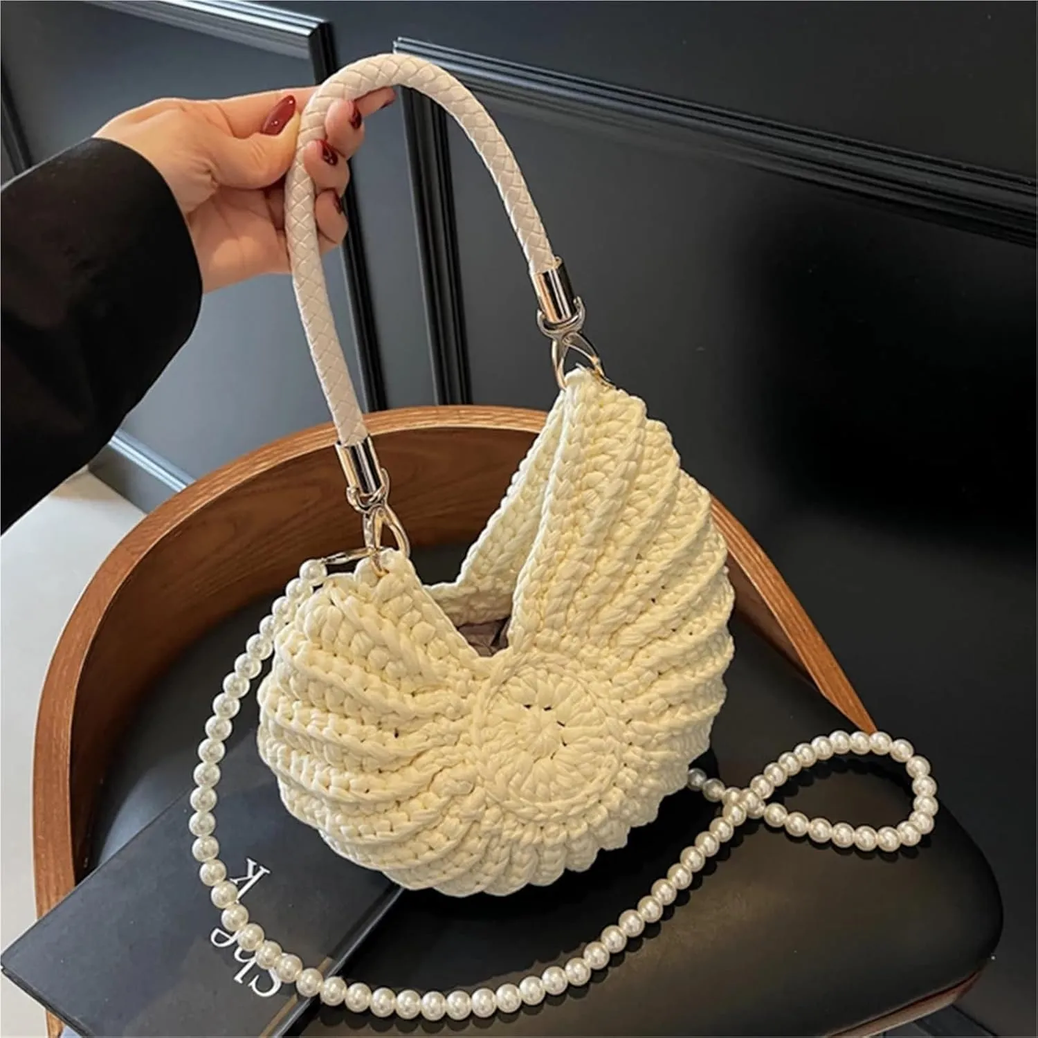 Handwoven Seashell Bag Crochet Shell Purse For Women Fashion Beach Bags Handmade Summer Clutch Purses
