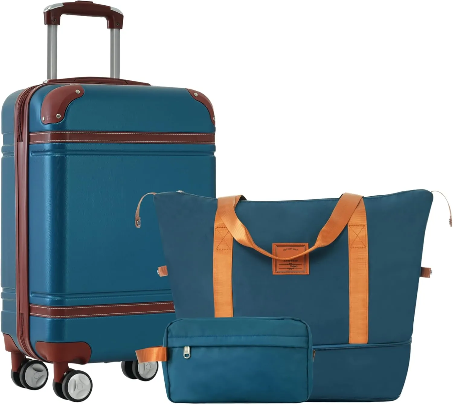 Hardshell Luggage Set, 20 Inch Carry-On Suitcase with Travel Bag, Durable ABS Material, Stylish Blue