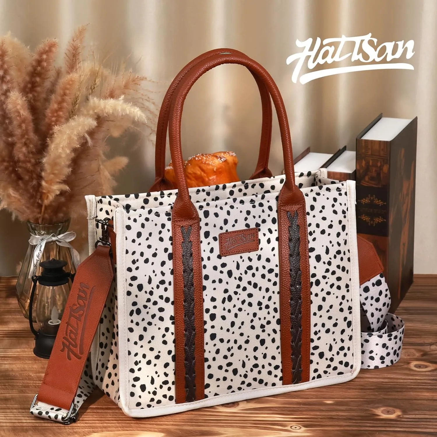 hatisan Canvas Tote Bag for Women Western Purses Shoulder Boho Bag Crossbody Bag Handbags Wallet