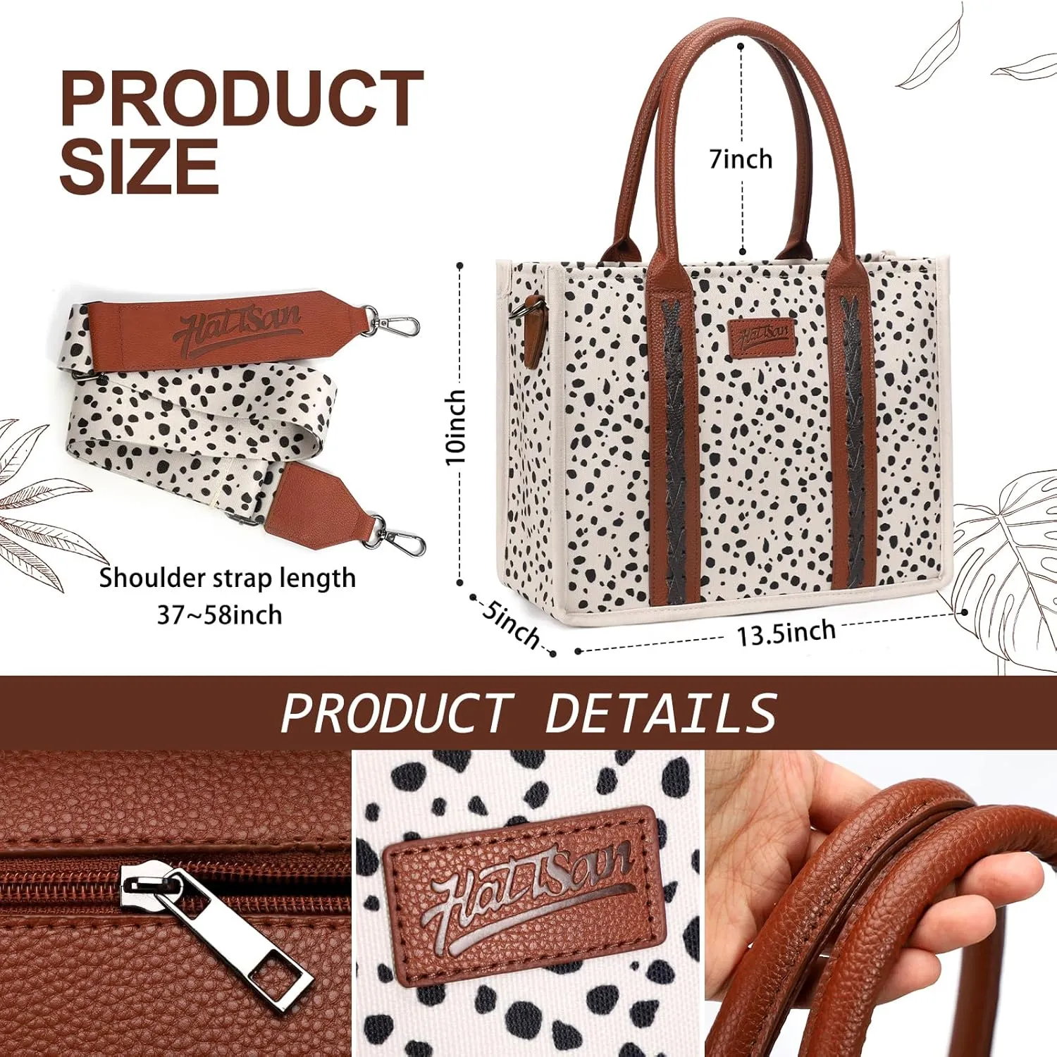 hatisan Canvas Tote Bag for Women Western Purses Shoulder Boho Bag Crossbody Bag Handbags Wallet