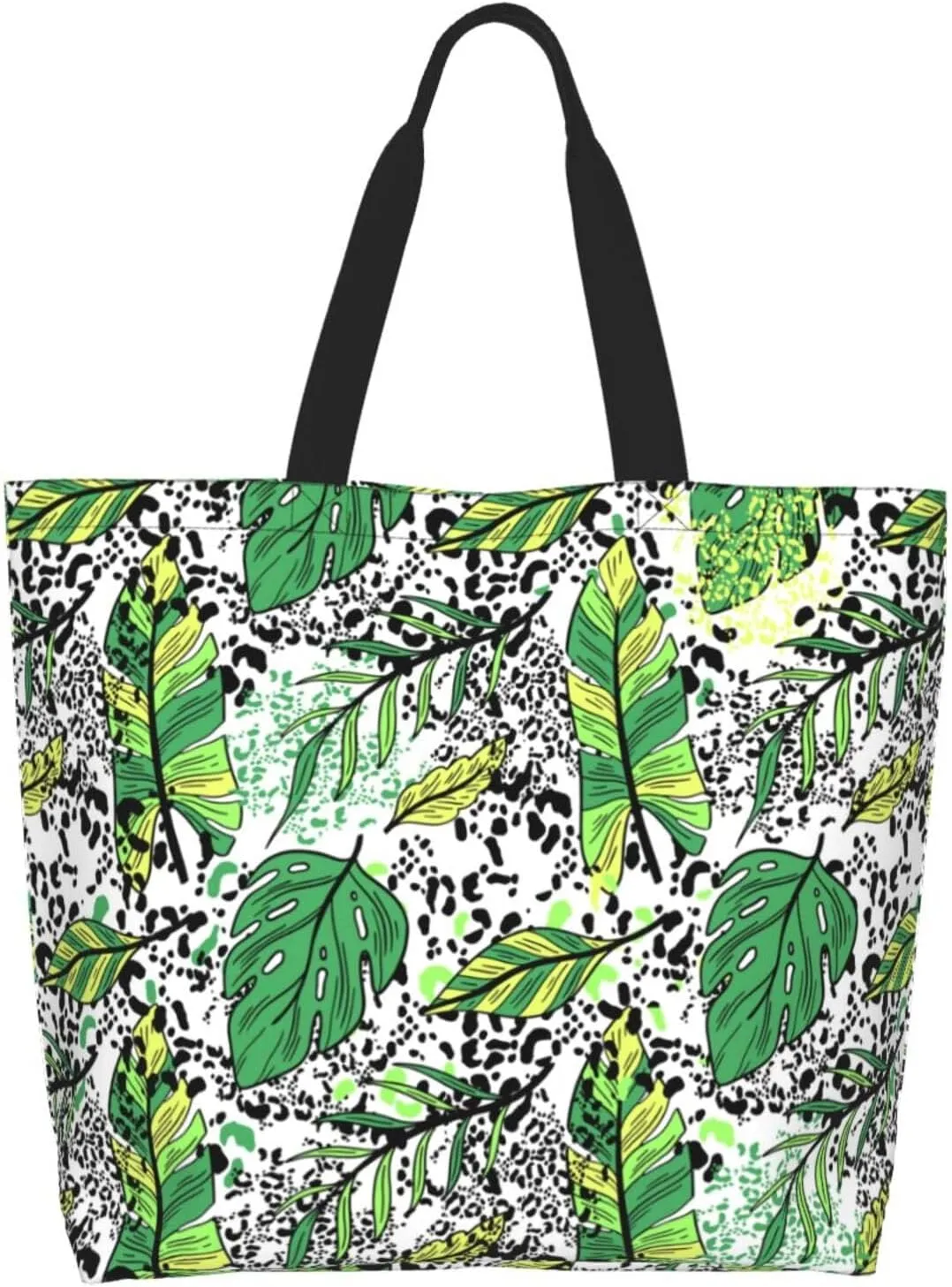 Hawaiian Tropical Flower Tote Bag for Women,Reusable Shopping Grocery Shoulder Bags Large Capacity Handbags