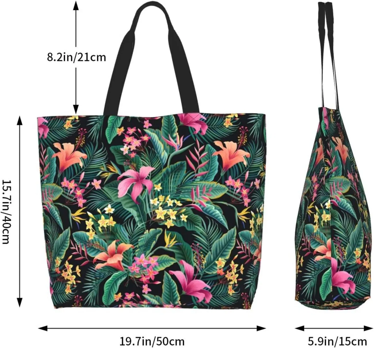 Hawaiian Tropical Flower Tote Bag for Women,Reusable Shopping Grocery Shoulder Bags Large Capacity Handbags