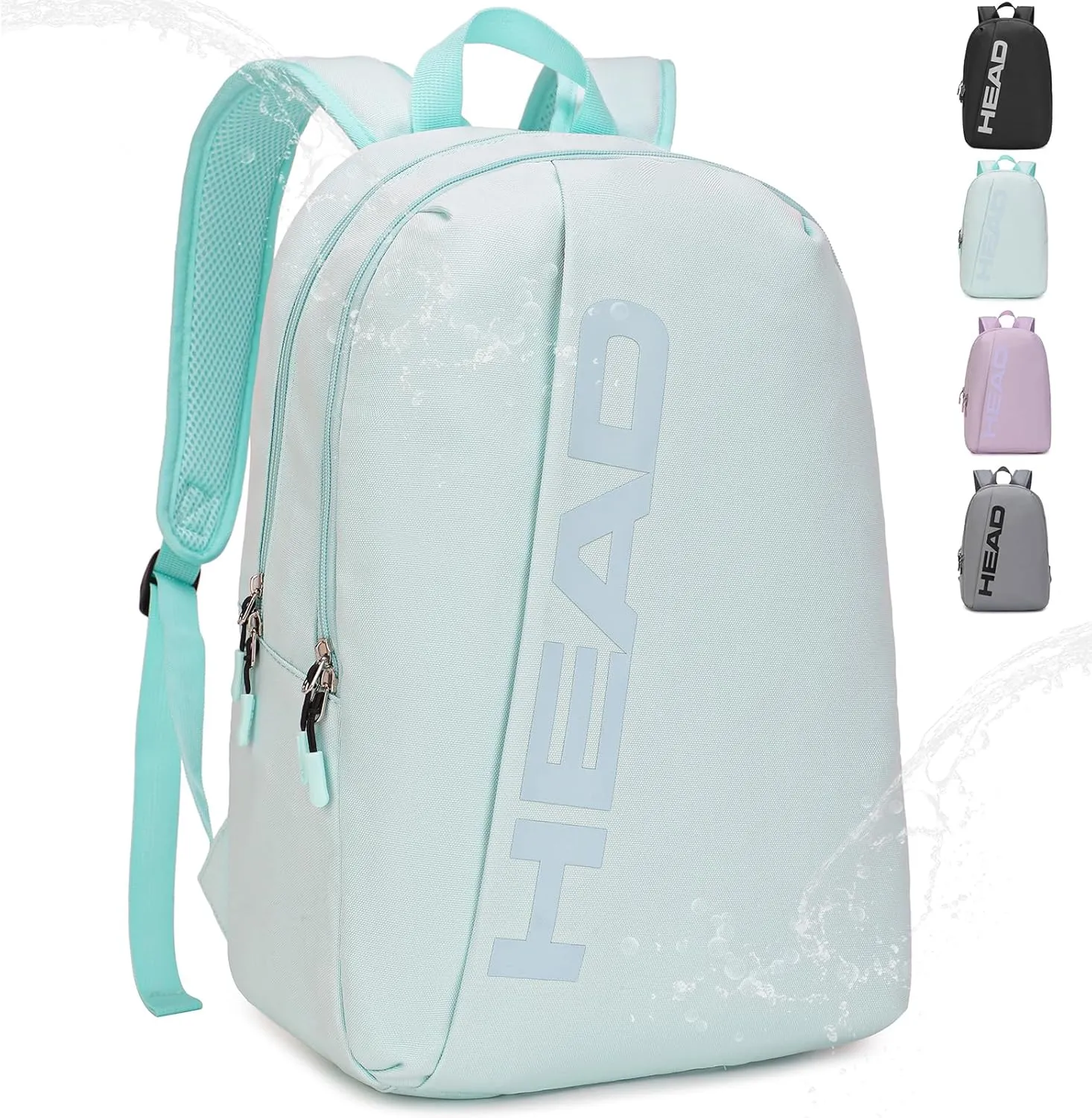 HEAD Waterproof Sports Gym Backpack for Women & Men, Large Casual Daypack Travel Backpacks for College/Weekender Overnight/Work/Fitness, 15.6 inch Laptop Backpack Lightweight Computer Bag Notebook Bag