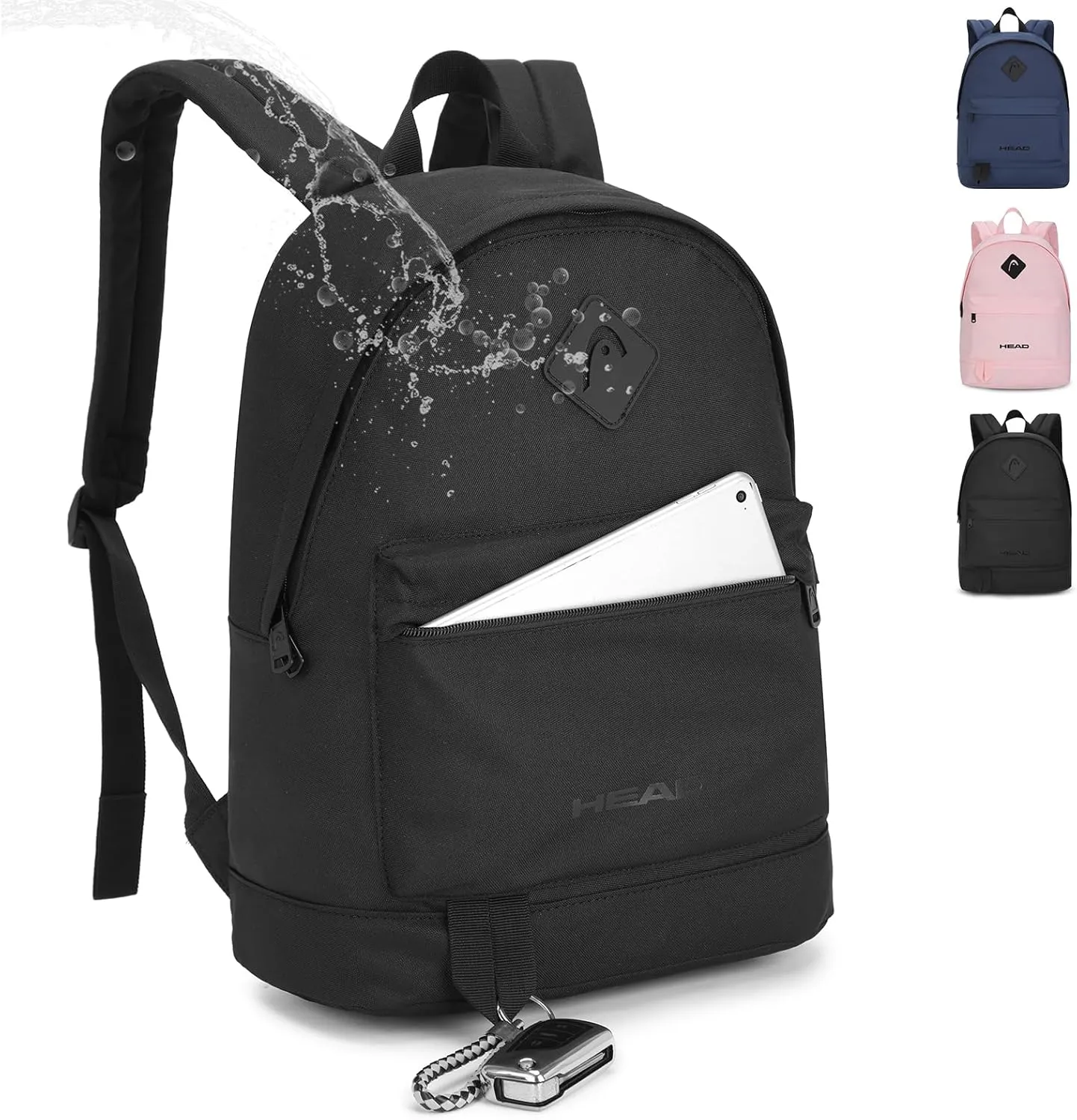HEAD Waterproof Travel Backpack for Women & Men, Small Lightweight Backpacks for Sport/Gym/Fitness/Work/Daily, Casual Daypack Backpack for 15.6 inch Laptop