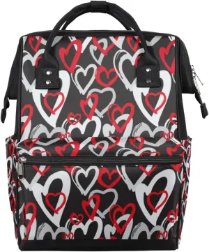 Hearts Diaper Bag Tote Large Capacity Waterproof with Adjustable Shoulder Strap and Pram Straps Mommy Bag for Hospital Beach Weekender Travel