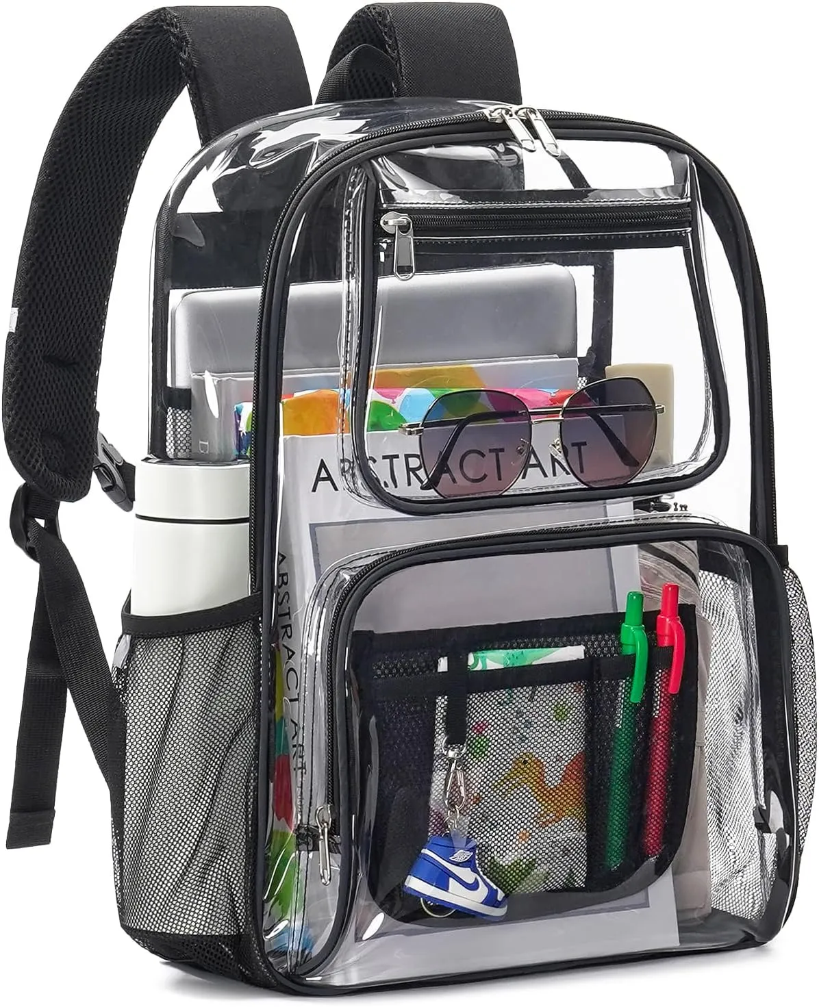 Heavy Duty Clear Backpack For Women Men Boys Girls, Large Clear Bookbag For School, 17 Inch See Through Backpack