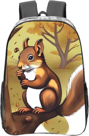 Heavy Duty Clear Backpack for Women Men PVC Transparent College Bag 16 inch Nut-eating squirrel Casual Daypack