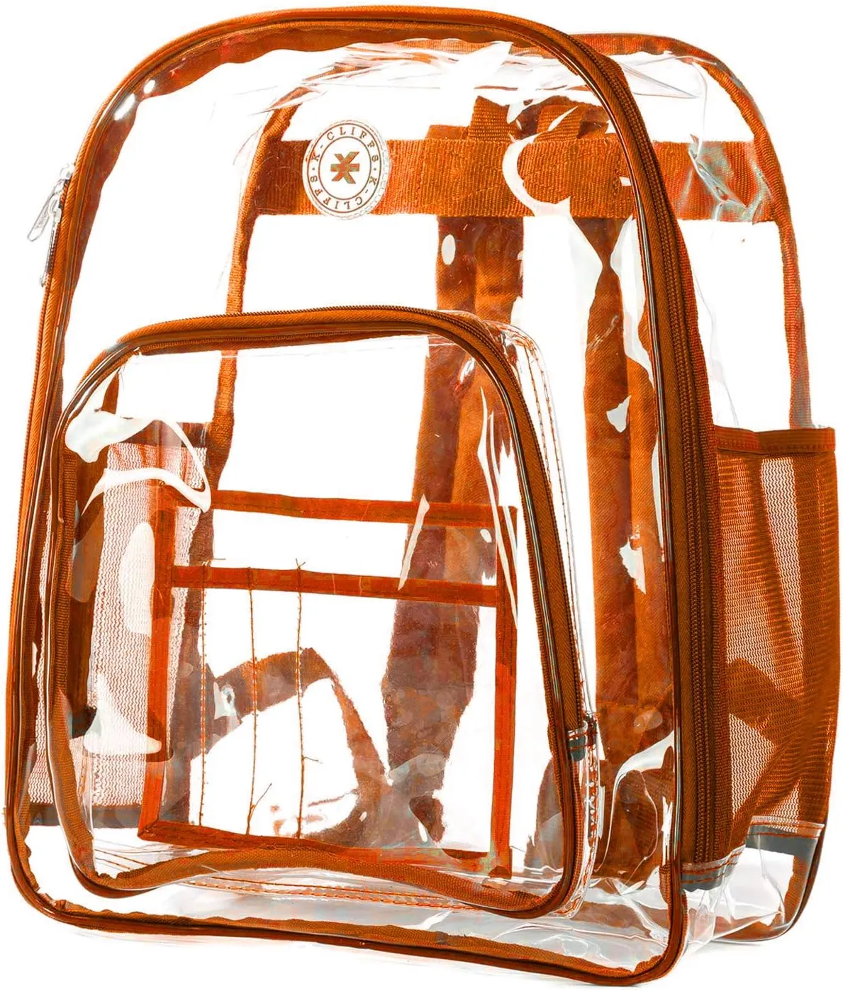 Heavy Duty Clear Backpack Transparent Quality School Bag Large See Through Student Daypack Security Workbag Orange