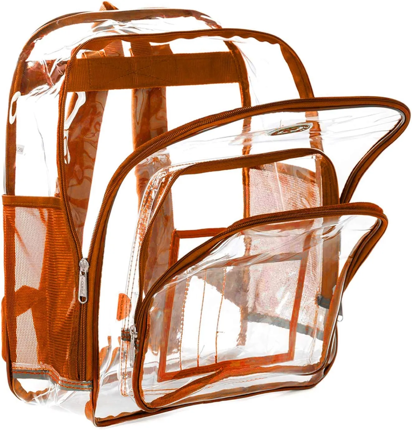 Heavy Duty Clear Backpack Transparent Quality School Bag Large See Through Student Daypack Security Workbag Orange