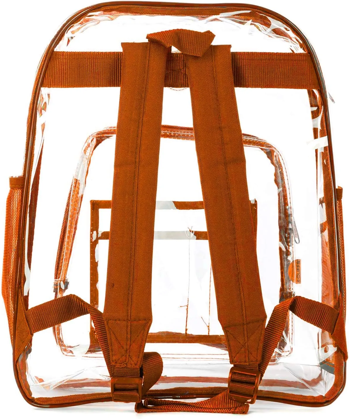 Heavy Duty Clear Backpack Transparent Quality School Bag Large See Through Student Daypack Security Workbag Orange