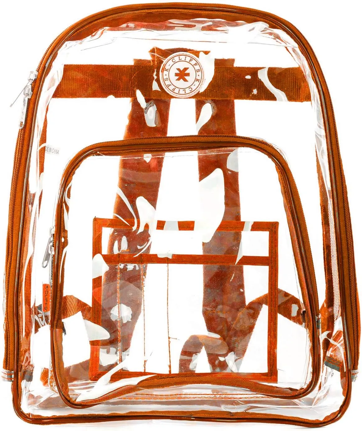 Heavy Duty Clear Backpack Transparent Quality School Bag Large See Through Student Daypack Security Workbag Orange