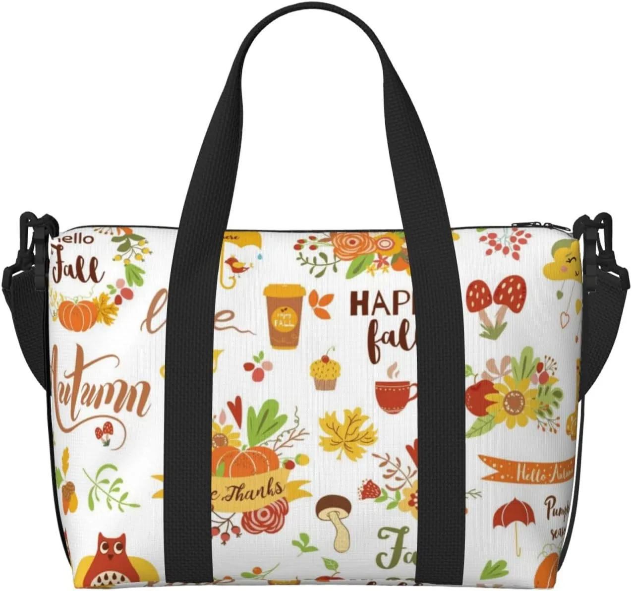 Hello Fall Autumn Is Here Travel Bag for Women Men Weekender Bags Carry on Overnight Bag Tote Bag Yoga Gym Bag for Gym, Work, Travel, Weekend, Personal Items