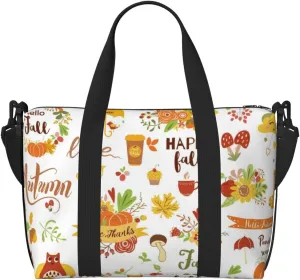 Hello Fall Autumn Is Here Travel Bag for Women Men Weekender Bags Carry on Overnight Bag Tote Bag Yoga Gym Bag for Gym, Work, Travel, Weekend, Personal Items