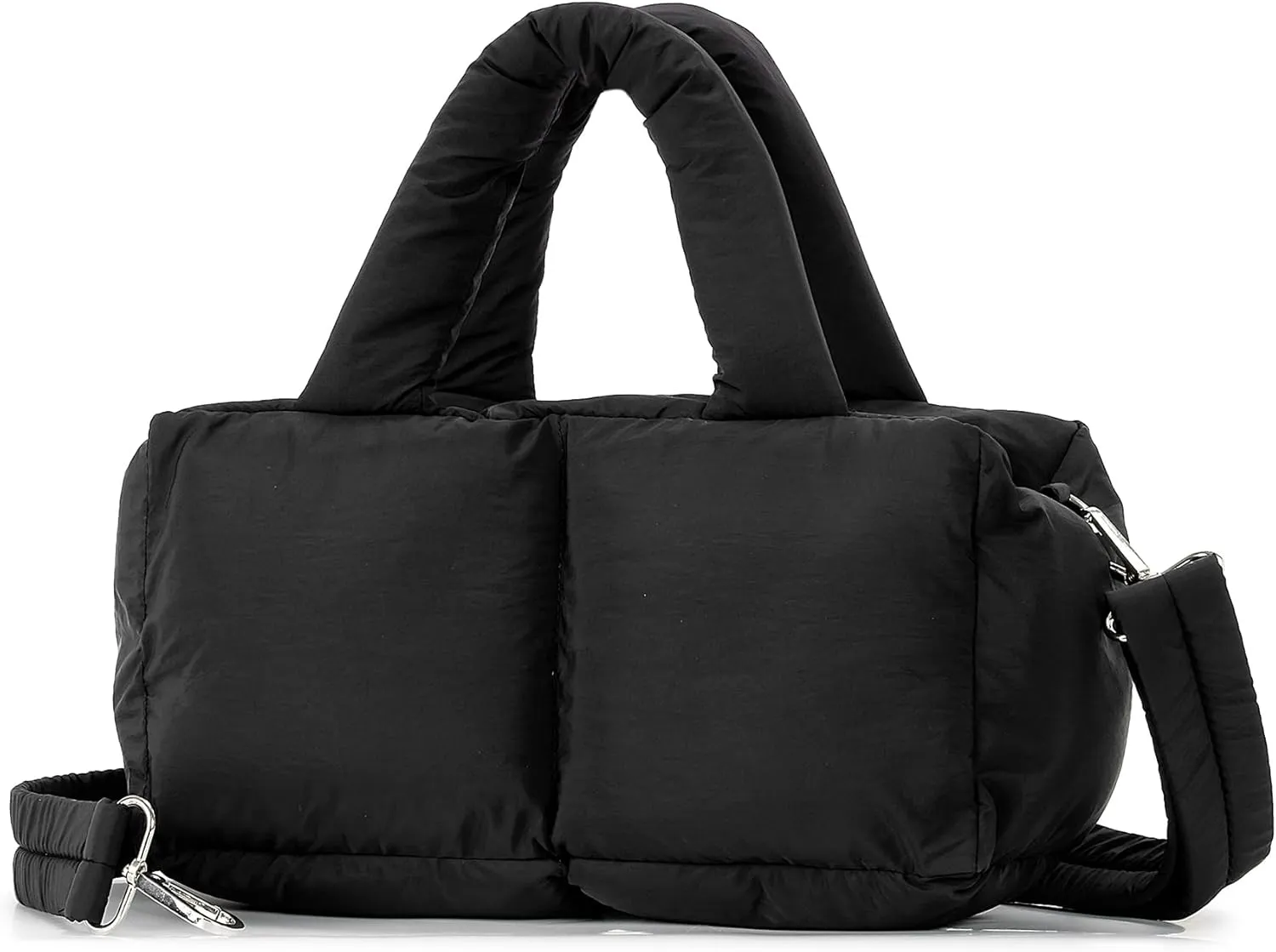 Herald Small Puffer Tote Bag for Women, Quilted Soft Puffy Satchel Shoulder Purse Crossbody Handbag with Detachable Strap