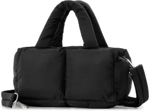 Herald Small Puffer Tote Bag for Women, Quilted Soft Puffy Satchel Shoulder Purse Crossbody Handbag with Detachable Strap