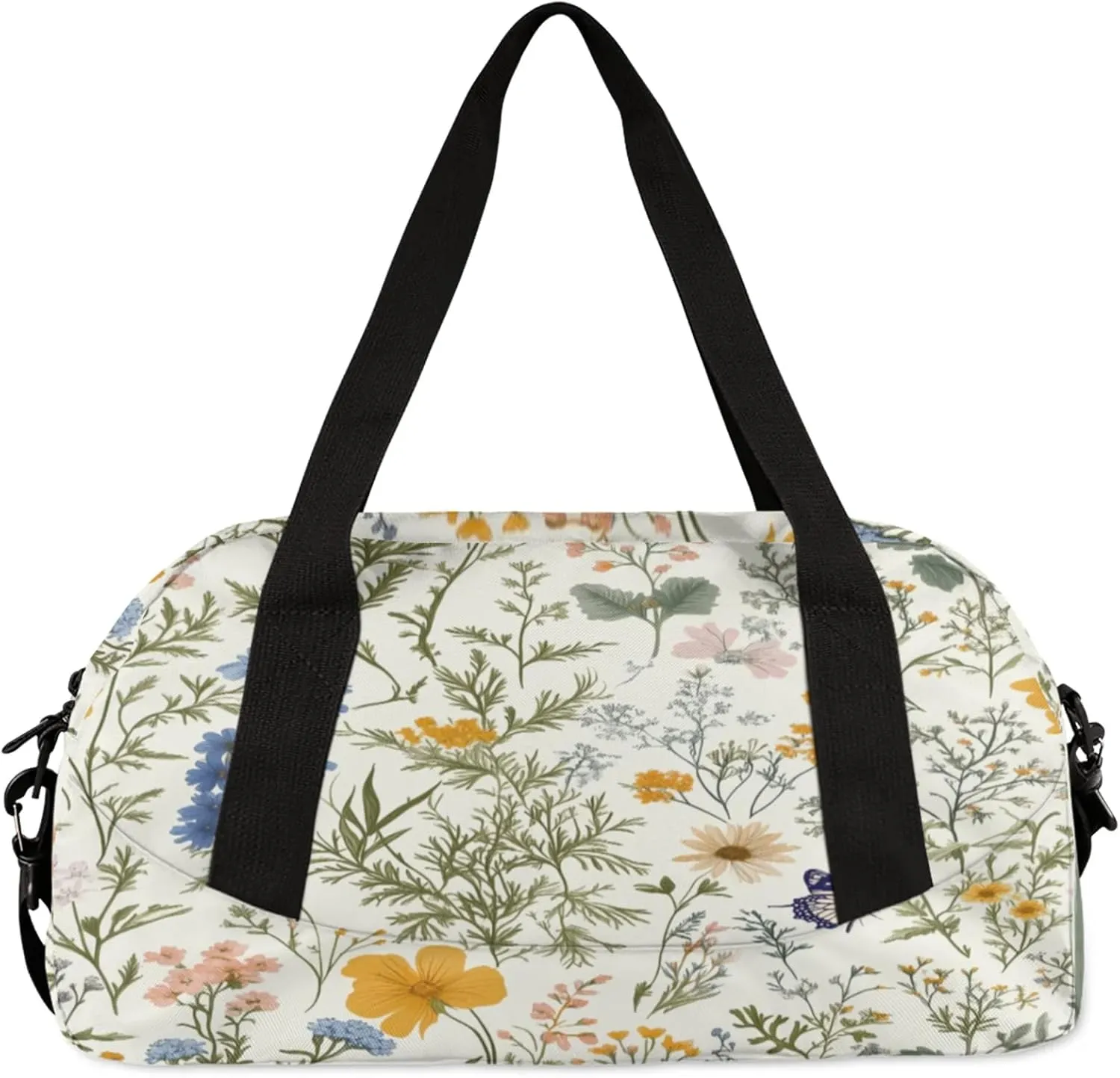 Herbs Flowers Kids Duffel Bag Lightweight Waterproof Sports Gym Bag with Front Zipper Pocket Foldable Weekender Overnight Bag for School Practice Gymnastic Ballet