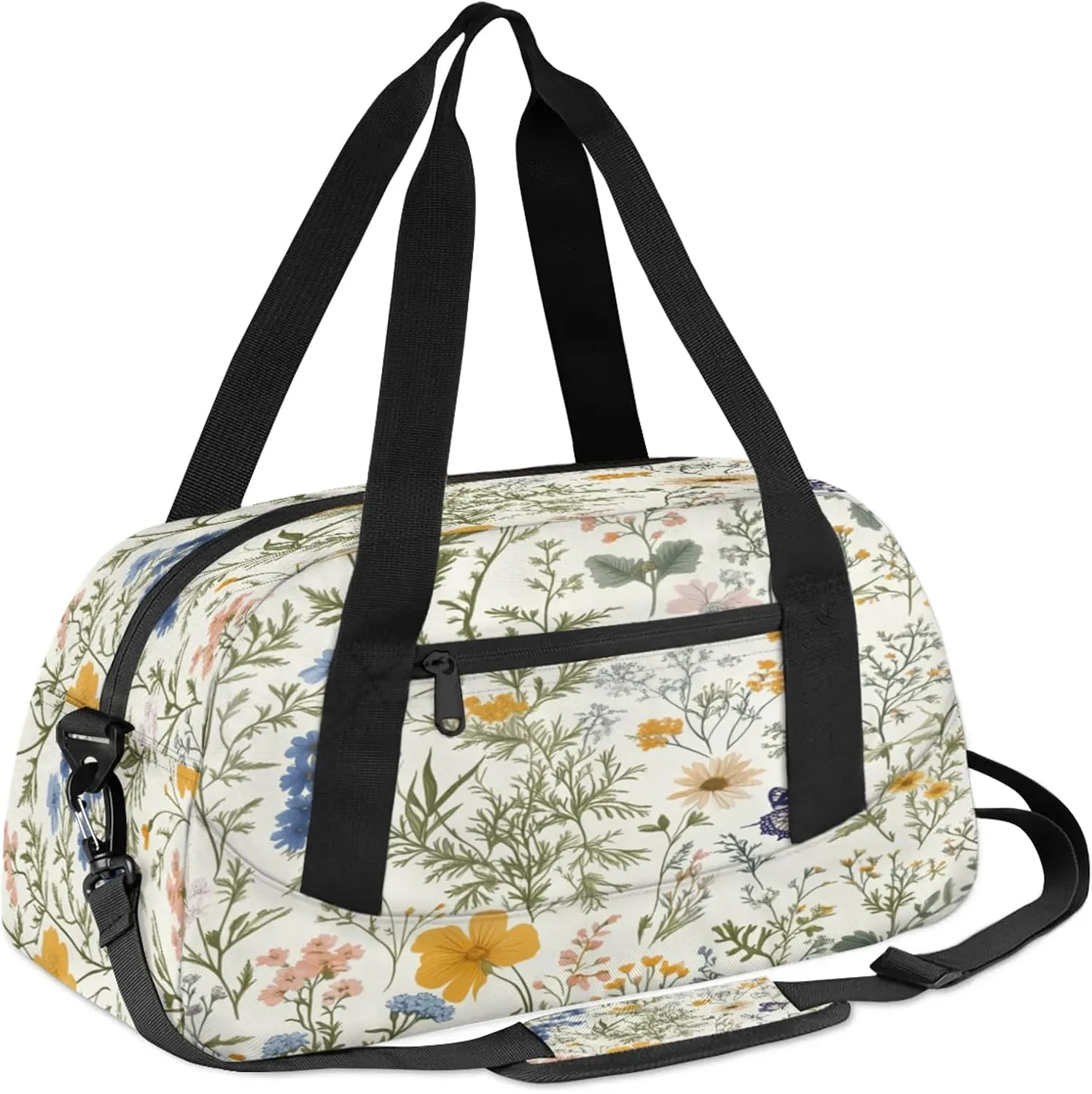 Herbs Flowers Kids Duffel Bag Lightweight Waterproof Sports Gym Bag with Front Zipper Pocket Foldable Weekender Overnight Bag for School Practice Gymnastic Ballet
