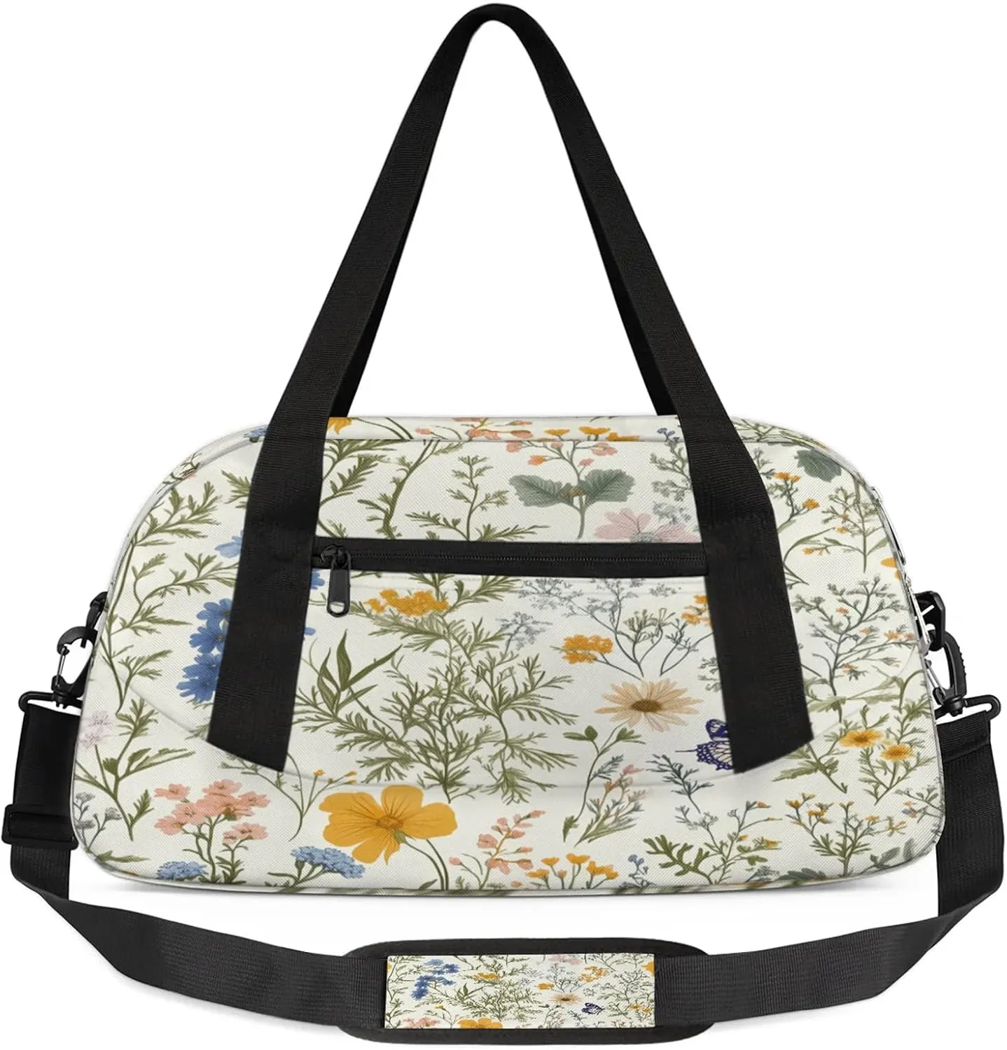 Herbs Flowers Kids Duffel Bag Lightweight Waterproof Sports Gym Bag with Front Zipper Pocket Foldable Weekender Overnight Bag for School Practice Gymnastic Ballet
