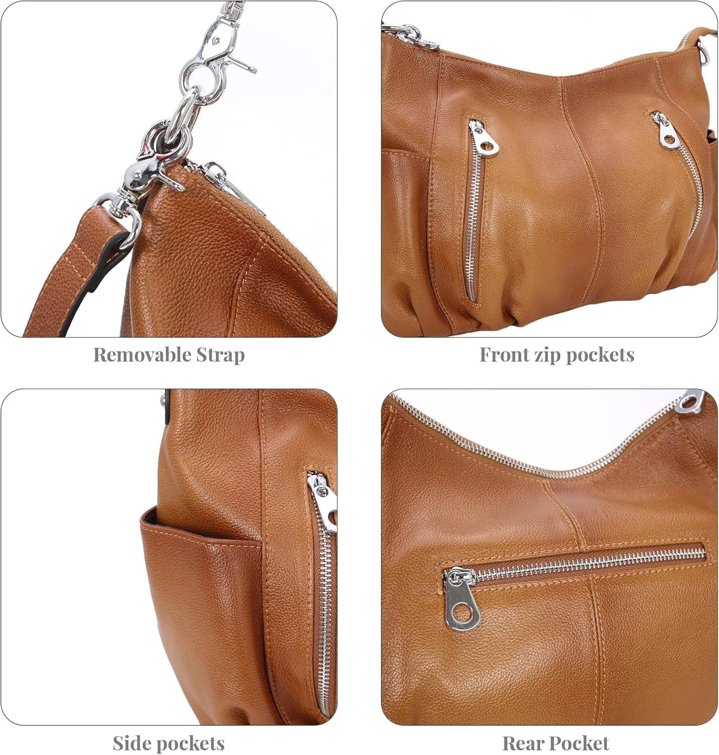 HESHE Genuine Leather Purses for Women Shoulder Hobo Bag Crossbody Satchel Handbags Designer Ladies Totes Purse