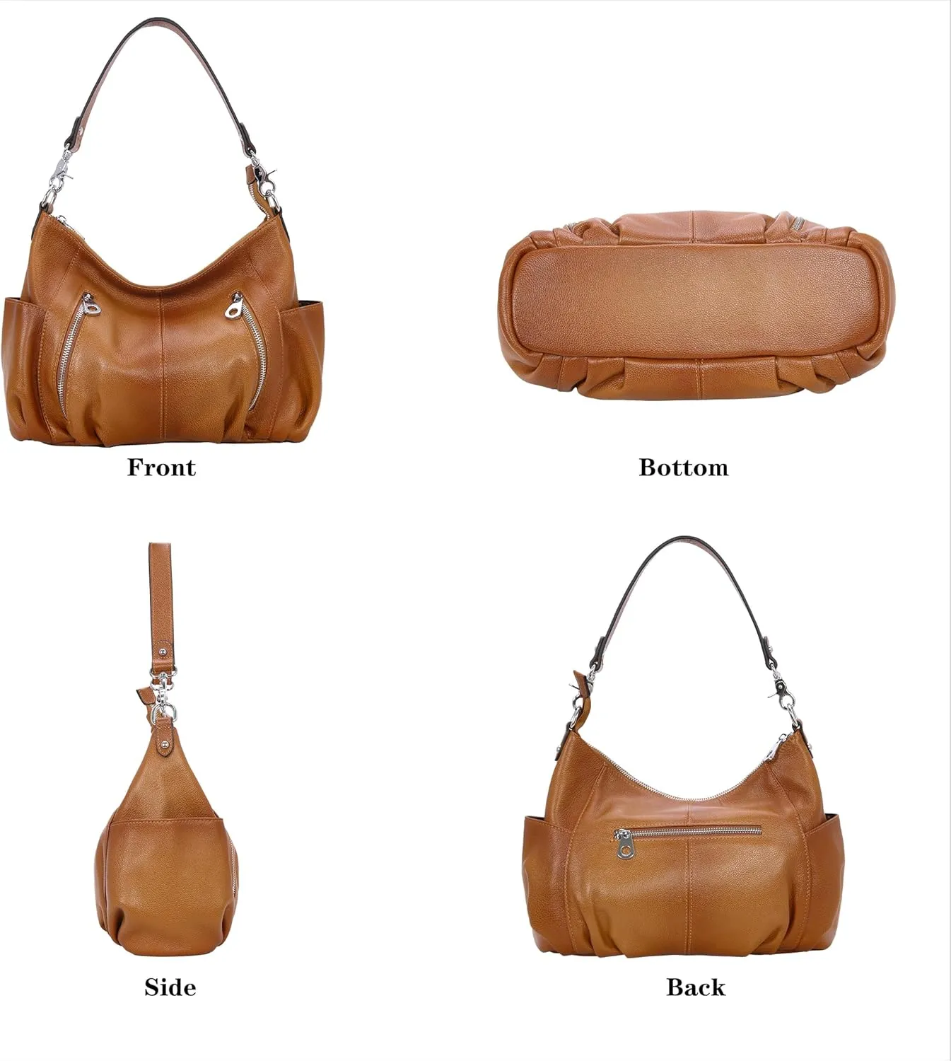 HESHE Genuine Leather Purses for Women Shoulder Hobo Bag Crossbody Satchel Handbags Designer Ladies Totes Purse