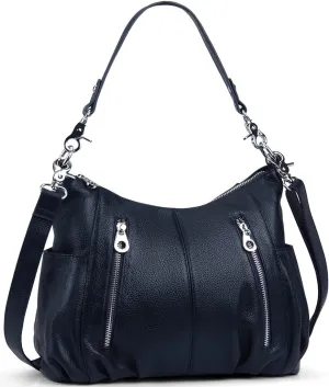 HESHE Genuine Leather Purses for Women Shoulder Hobo Bag Crossbody Satchel Handbags Designer Ladies Totes Purse