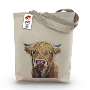 Highland Cow Tote Bag - Cow Lover Gift - Scottish Highland cow Totes -Handmade Totes - Cow Canvas Totes - Cute Cow Reusable Shopping Bag - Shoulder Bag - Grocery Bag - Handbag - Beach Bag