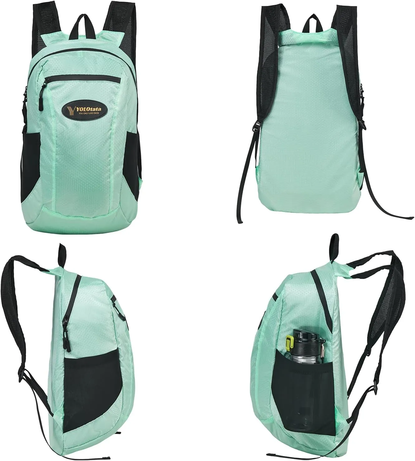 Hiking Daypacks for Women Waterproof Backpacks 15L Lightweight Packable Men Small Outdoor Sports Fan Multipurpose Travel Camping Bags green