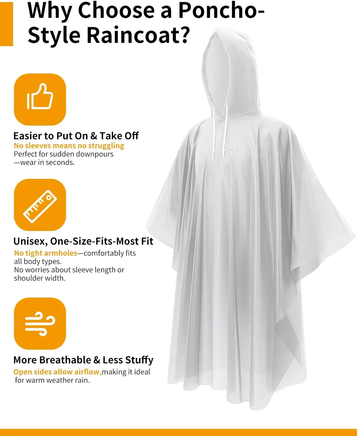 Hitituto Kids Waterproof Disposable Rain Ponchos Hooded Emergency Raincoat, Bulk Family Multi-Pack