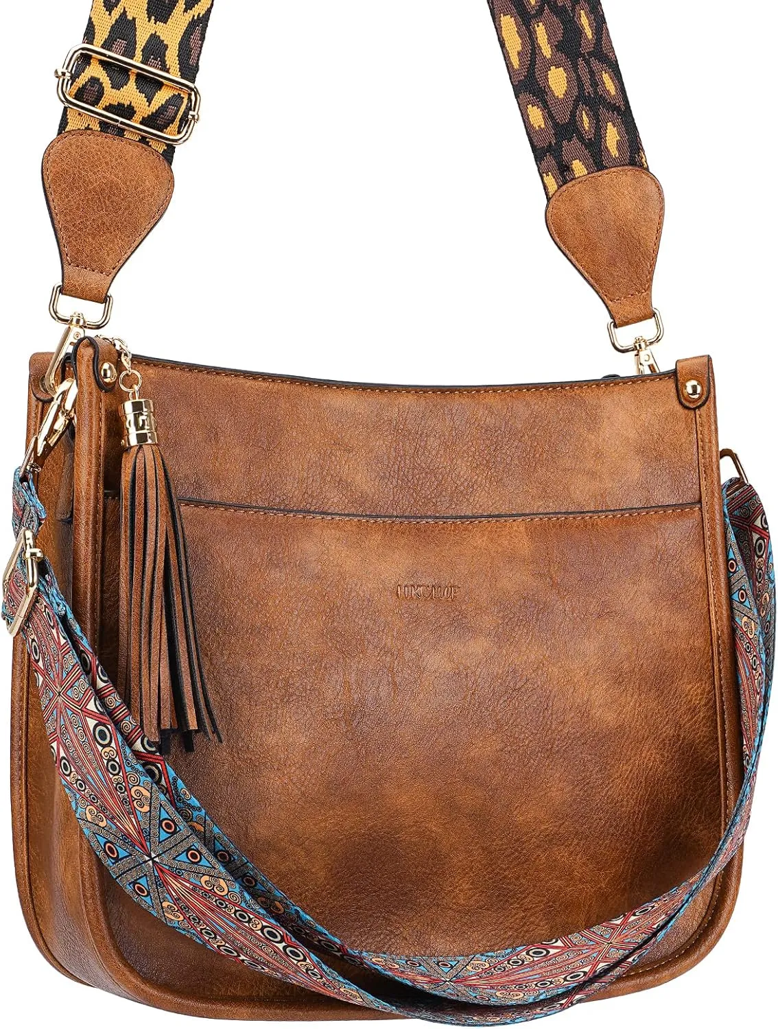 HKCLUF Crossbody Bag Purse for Women 2PCS/Set Leather Hobo Handbag Wallet Set With 2Adjustable Guitar Strap Shoulder Bag