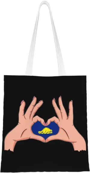 Holding A Heart Flag Of Oregon Reverse Tote Bag for Women Canvas Shopping Bags Reusable Large Capacity Casual Shoulder Handbags Grocery Bags