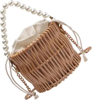Homoyoyo 1Pc Woven Crossbody Beach Bag for Women Portable Khaki Handbag Stylish Summer Tote for Mobile Phones Essentials Durable Fashion Bag for Holidays Daily Use