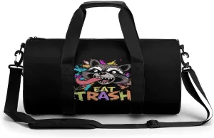 Hooligan Raccoon Eat Garbage Round Barrel Gym Sport Bag Small Travel Duffel Bags Reusable Tote for Men Women