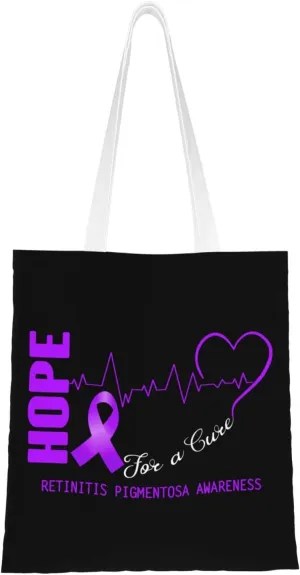Hope For A Cure Retinitis Pigmentosa Awareness Tote Bag for Women Canvas Shopping Bags Reusable Large Capacity Casual Shoulder Handbags Grocery Bags DIY Gift Bags