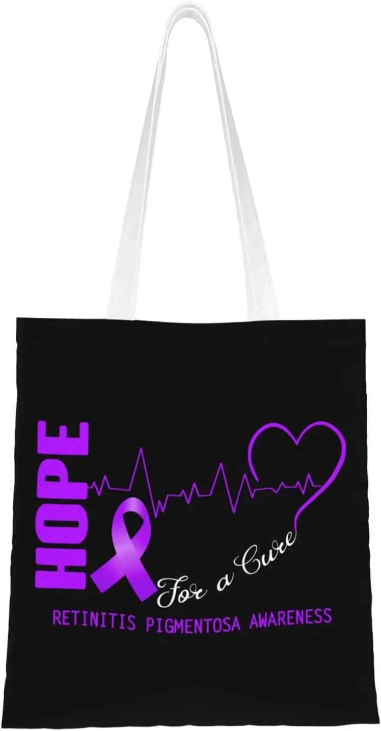 Hope For A Cure Retinitis Pigmentosa Awareness Tote Bag for Women Canvas Shopping Bags Reusable Large Capacity Casual Shoulder Handbags Grocery Bags DIY Gift Bags
